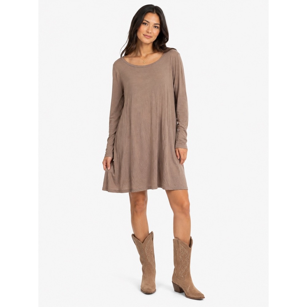 Daily Ritual T-Shirt Dress Womens XL Mauve Long Sleeve Jersey Knit Minimalist